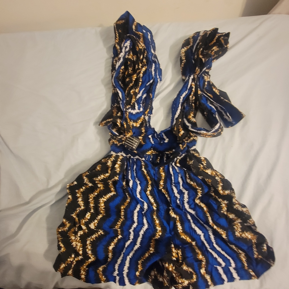 OFUURE Blue and Gold Patterned Dress
